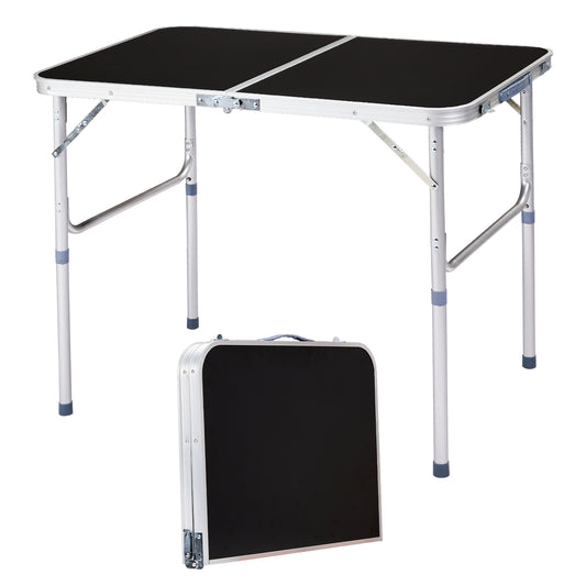 3ft  90-60cm Aluminum Folding Table Portable Outdoor Camping Picnic Desk Black