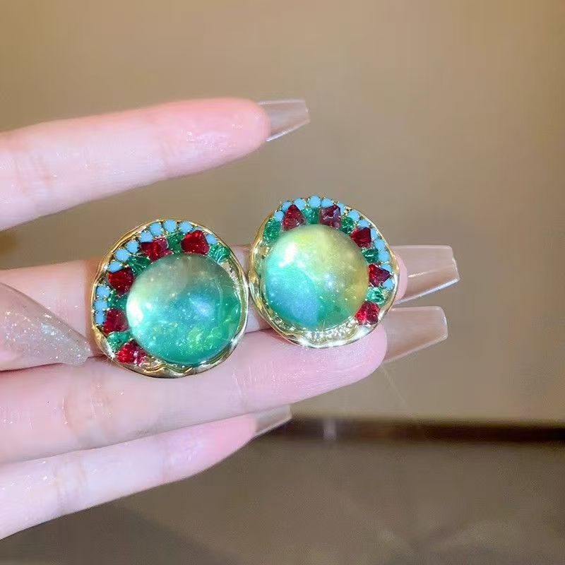 2026 New Niche Unique Earrings For Women, Exaggerated Large Designer Enamel Retro Dangle Studs, High-End Fashion Ear Jewelry