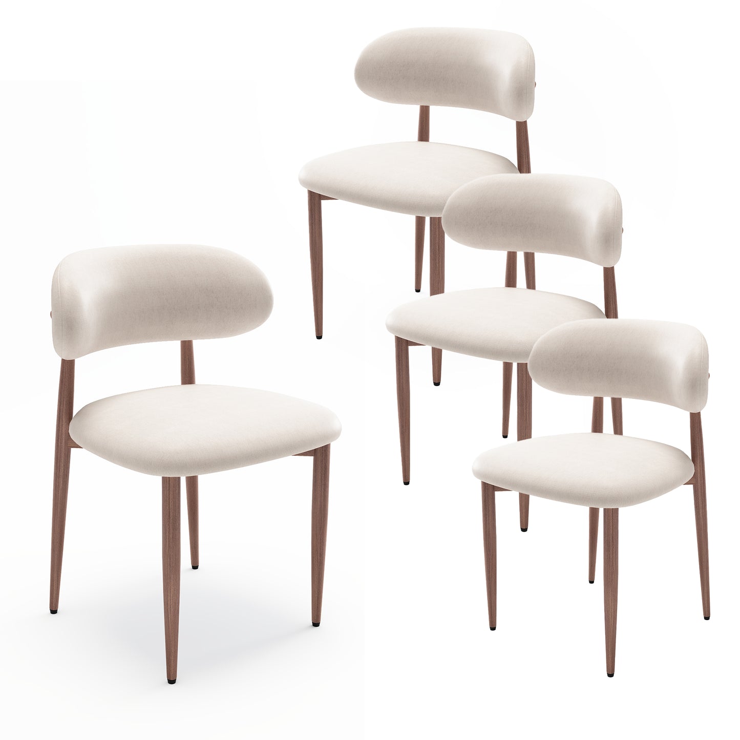 Dining Chairs Set Of 4, Modern Farmhouse Fabric Upholstered Side Chairs With Comfortable Foot Pegs, Metal Legs Kitchen Dining Room Chairs For Home