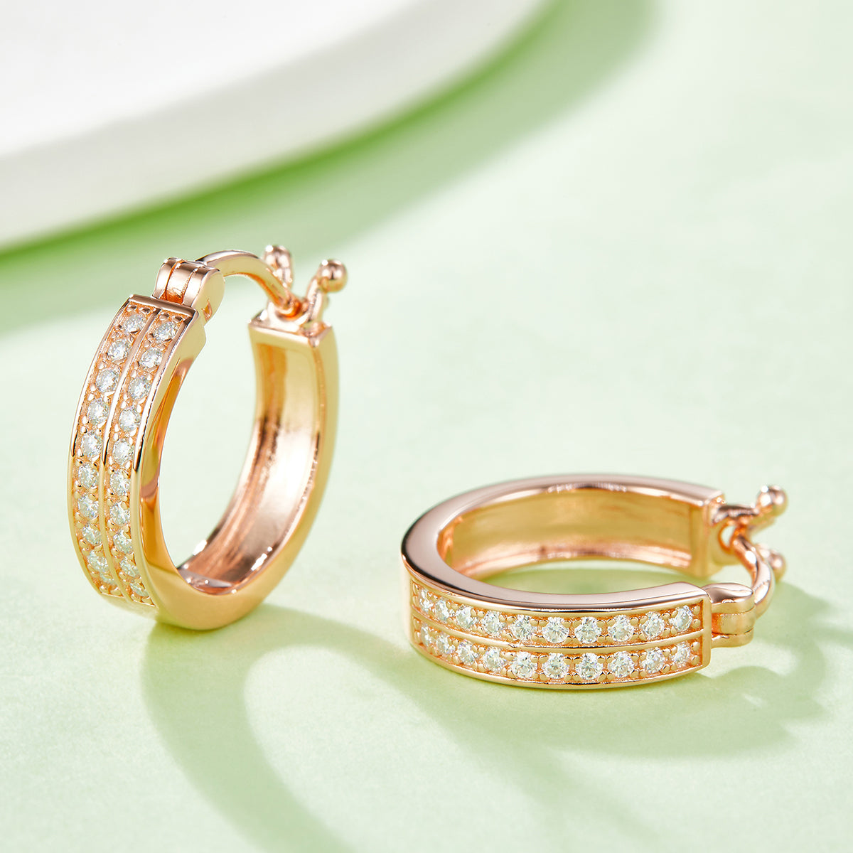 3.3g S925 Sterling Silver Double Row Moissanite Hoop Earrings 16mm  Platinum Plated Hinged Hoops With GRA Certificate, Jewelry Gift Box Set For Women