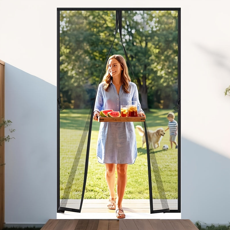 The Magnetic Screen Door Comes With Strong Adhesive Velcro, Easy To Install Without Tools. The Fine Mesh Keeps Out Mosquitoes While Allowing Airflow, The Magnets Make The Curtain Close Automatically,
