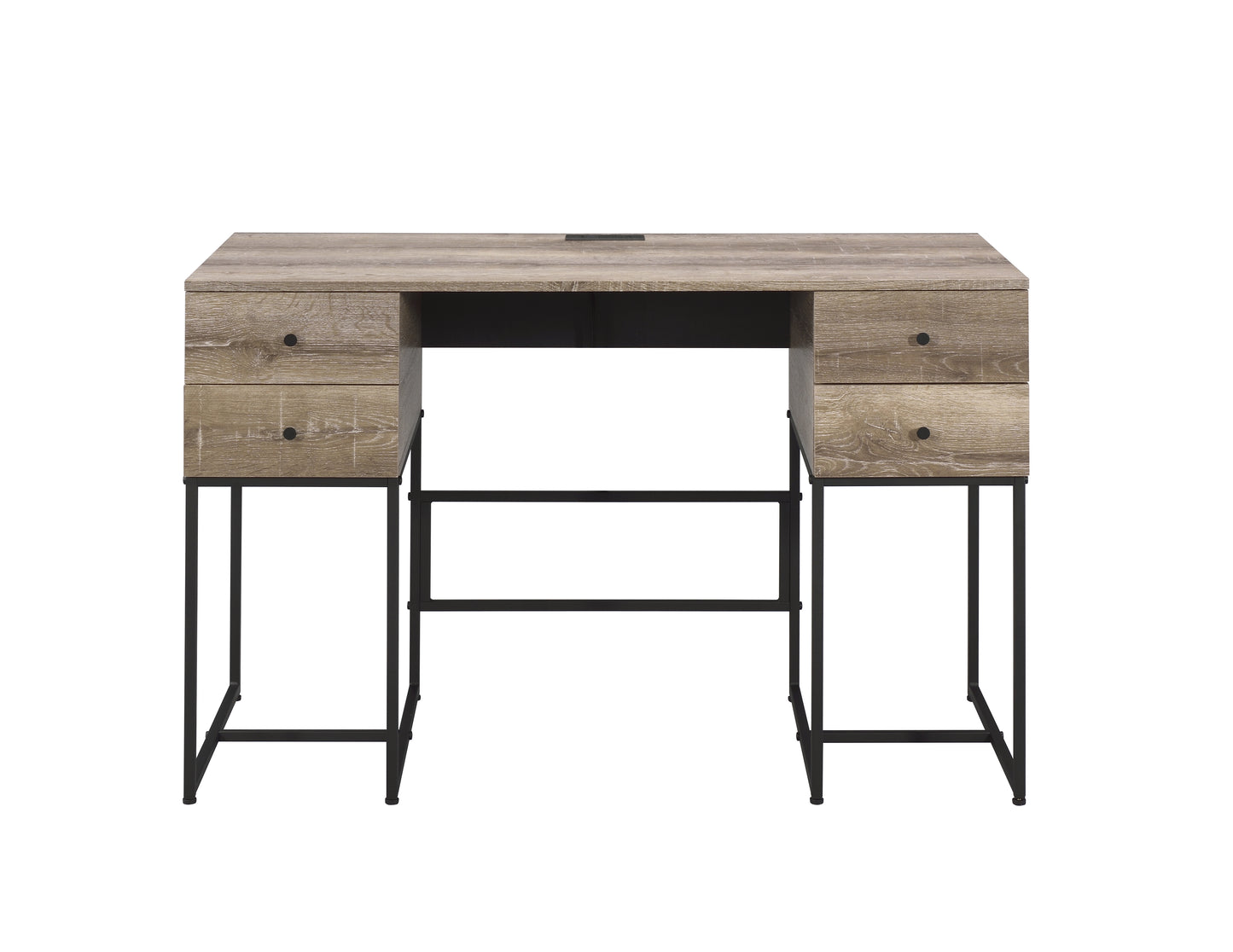 Desirre Rustic Oak & Black Finish Wirting Desk W  USB Port