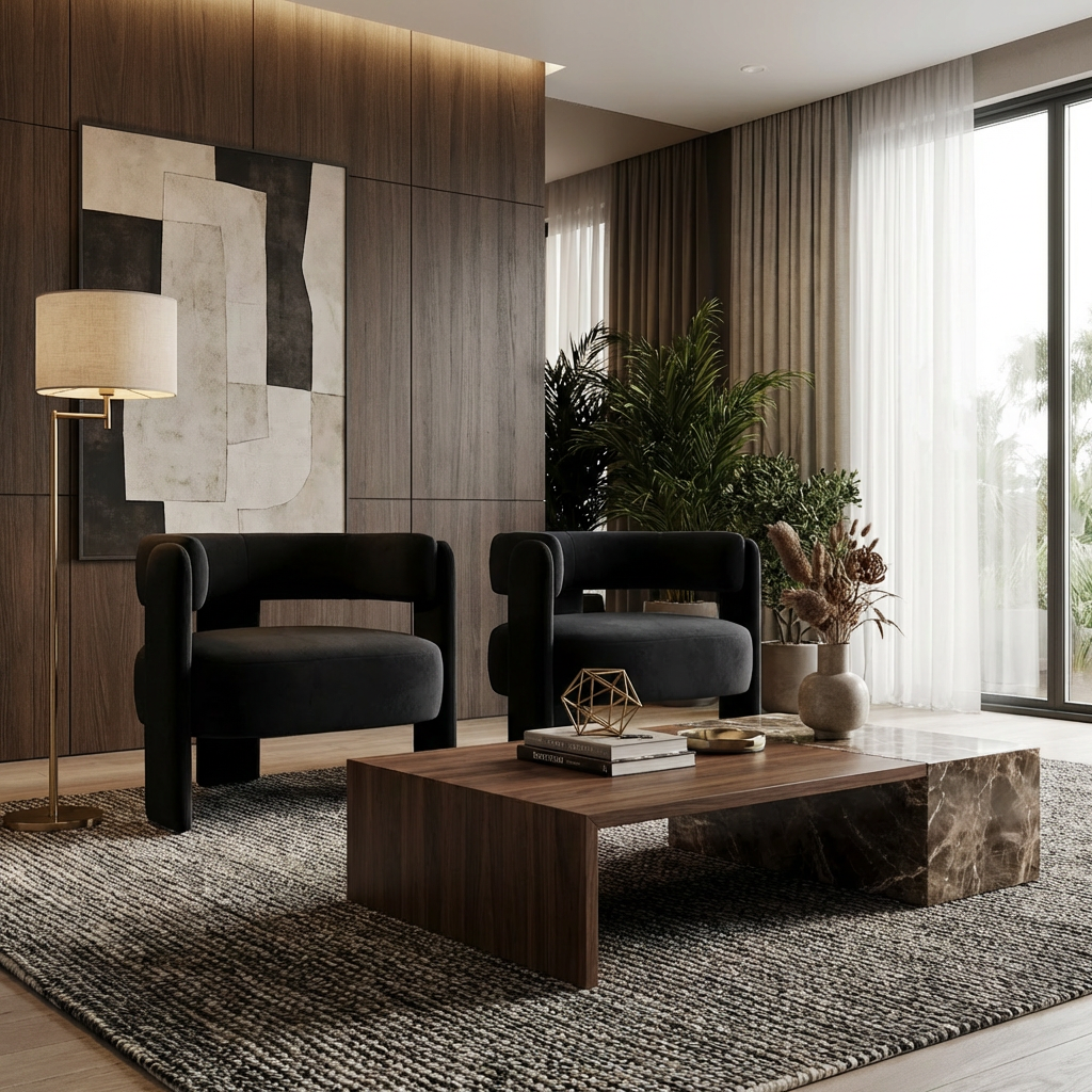 Accent Chair for Living Room, Velvet Comfy Single Sofa Chair Mid-Century Modern Armchair Wooden Legs for Bedroom Office Reading