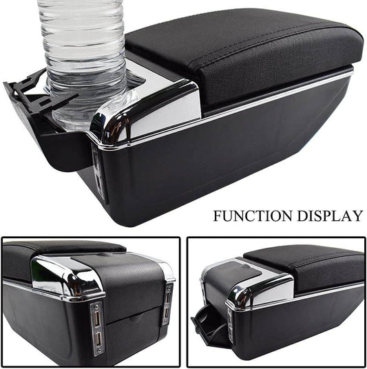 Universal Car Storage Arm Rest Cushion Armrest Centre Console Box Leather Cover