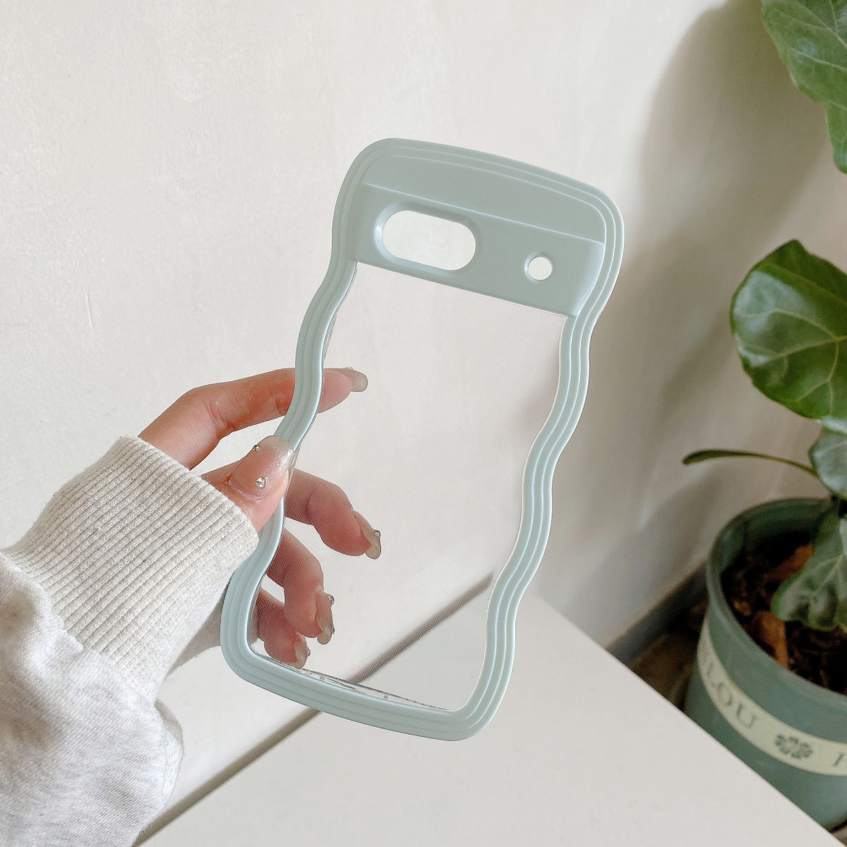 Two-in-one Wave Shell Transparent Mobile Phone PC Color Hem