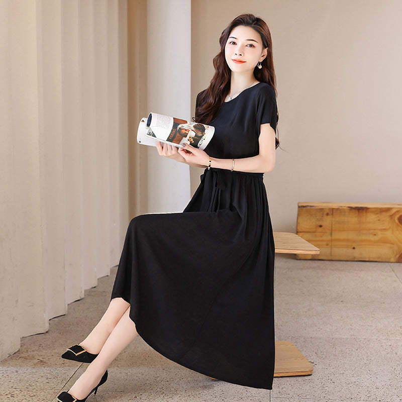 New Elegant Cotton Silk Dress For Middle Aged And Senior Women