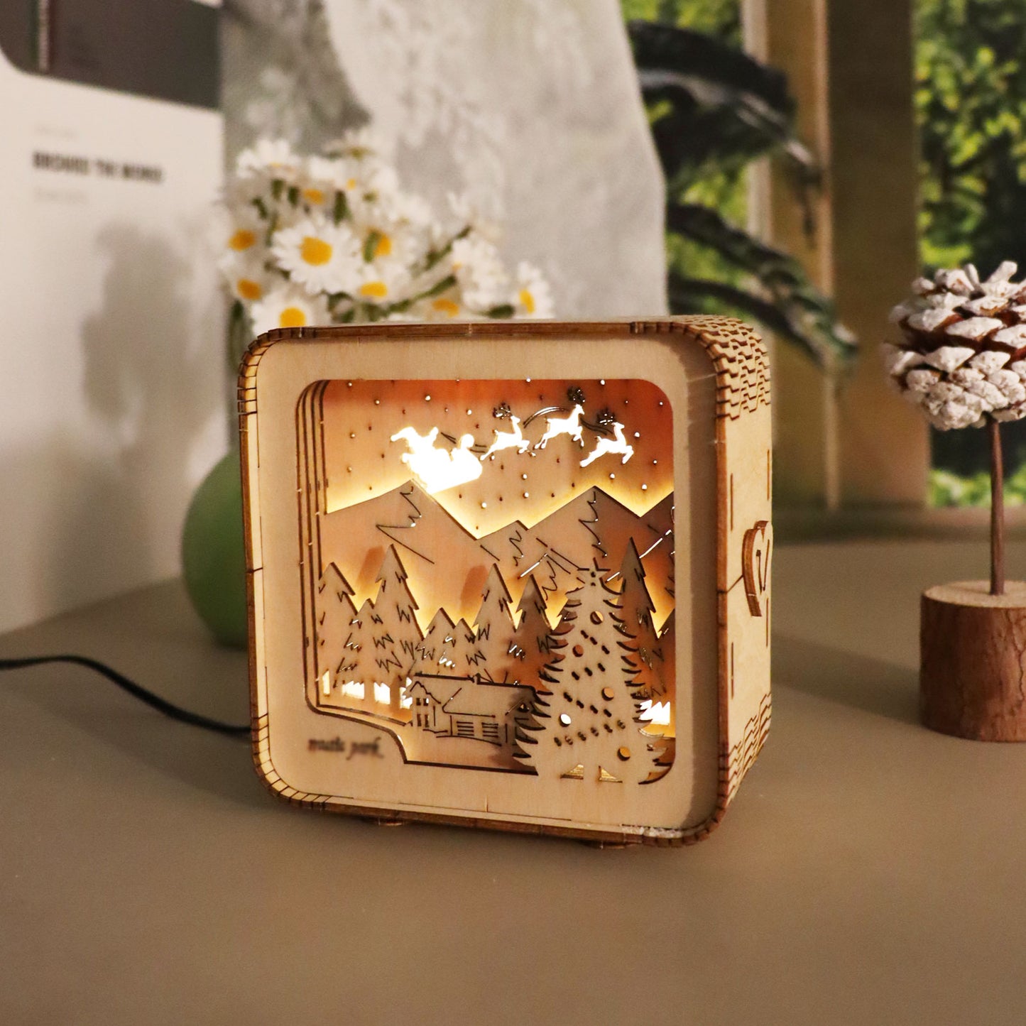 Sales Are Prohibited On The TEMU And SHEIN -MUSIC PARK 3D Wooden Puzzles Merry Christmas Model Kit Night Lights Desk Decorations Birthday Christmas Gifts For Women