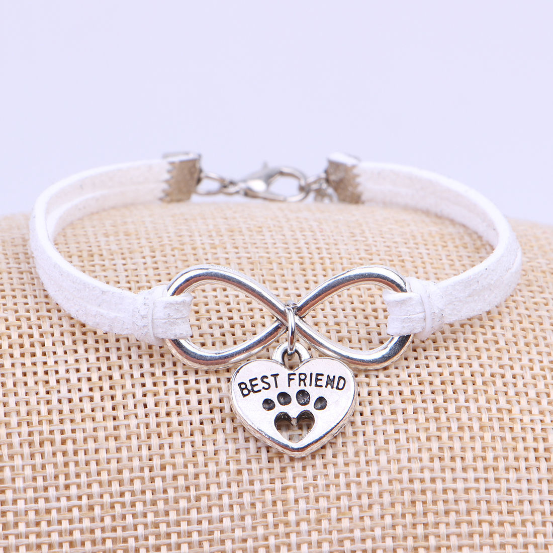 Vintage 8-word Peach Heart Best Friend Flanelle Rope Bracelet Hand Weaving Bracelet