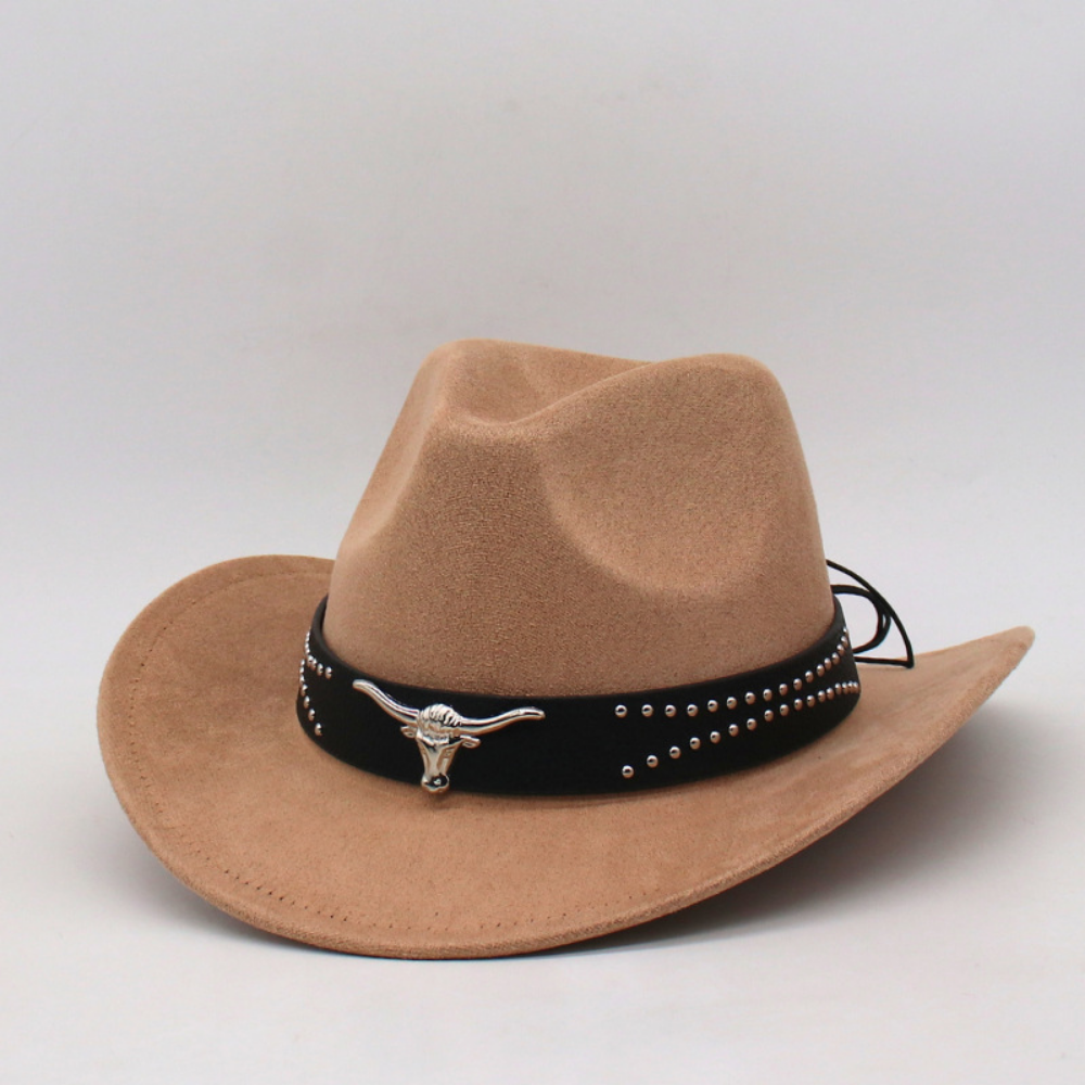 Retro Western Cowboy Hat With Horn Decorative Buckles - Leather Cap For Parents And Children - Outdoor Prairie Photography Hat - Knight's Cap