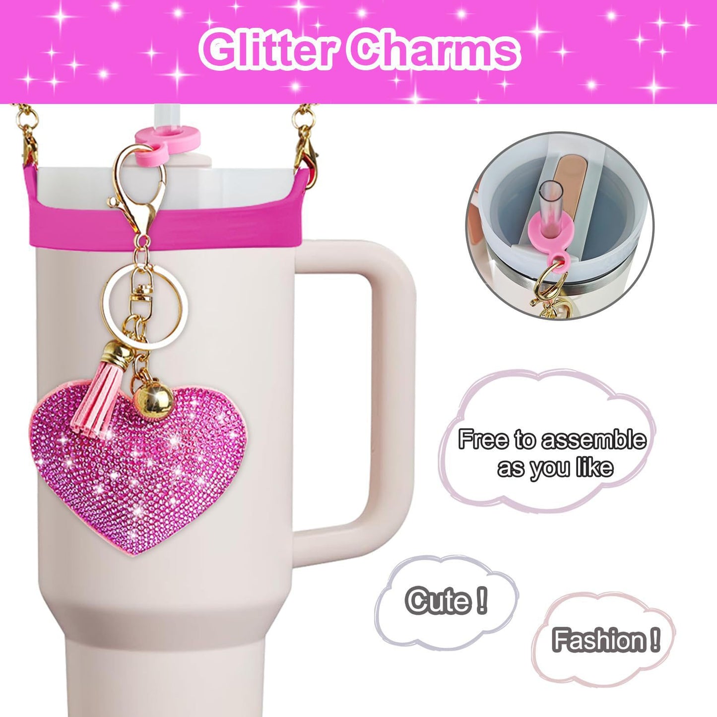 Water Bottle With Accessories Including A 3040-inch Handle And Straw