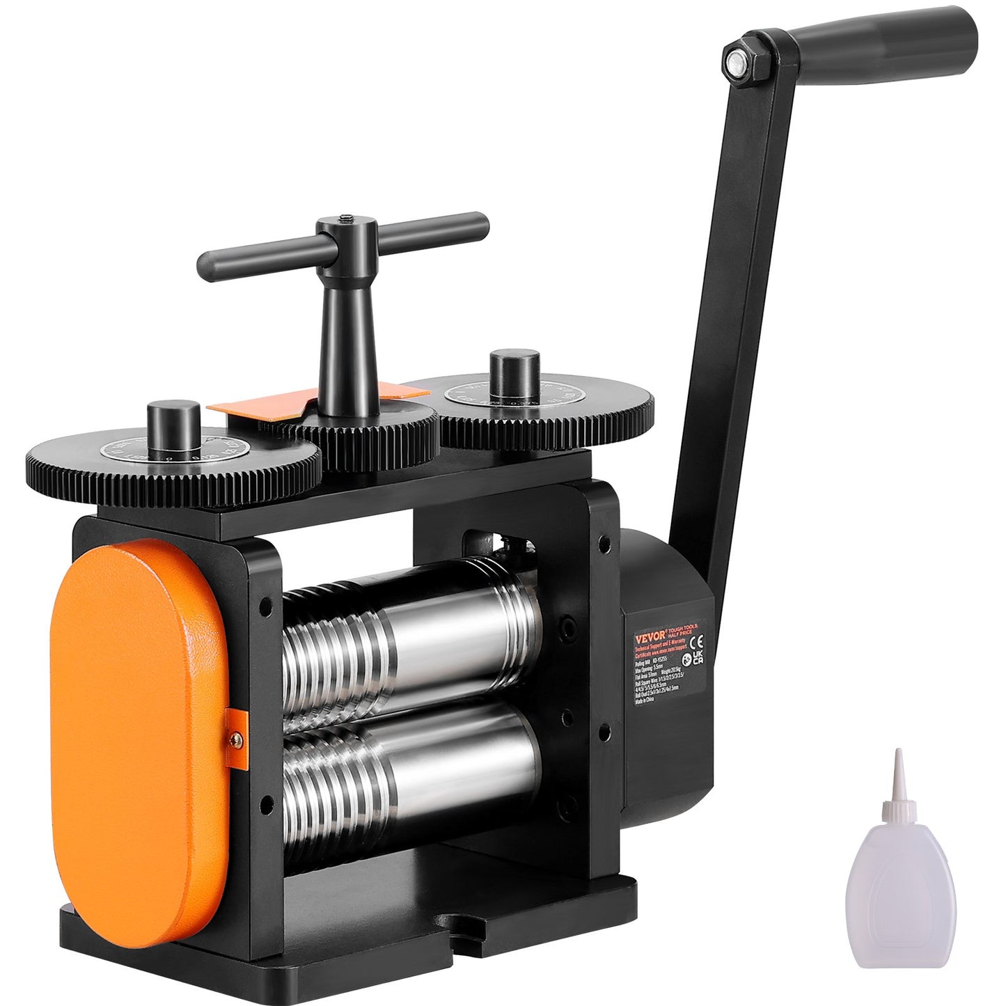 3 In 1 Handwalzwerk Maschine 57 Mm Kombinationswalzwerk, Manueller Walzwerk Schmuckwalzwerk Einstellbare Dicke Von 0 Bis 5,5 Mm, Handwalzwerk Maschine Für Platin / K-Gold / Messing / Aluminium
