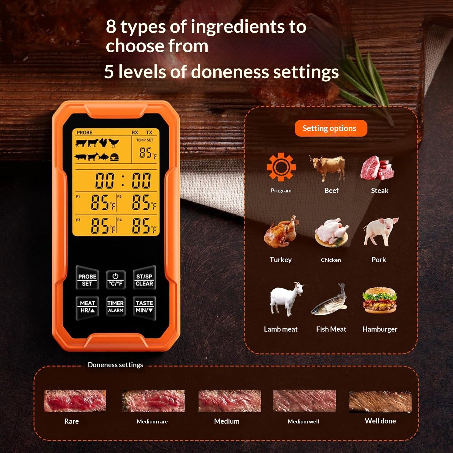 4-Probe Smart Bluetooth Wireless Food Thermometer