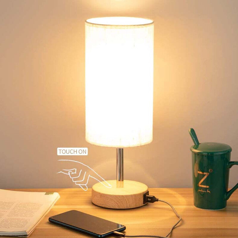 Bedside Lamp Touch Control Table Lamp With USB A Charging Ports 3-Way