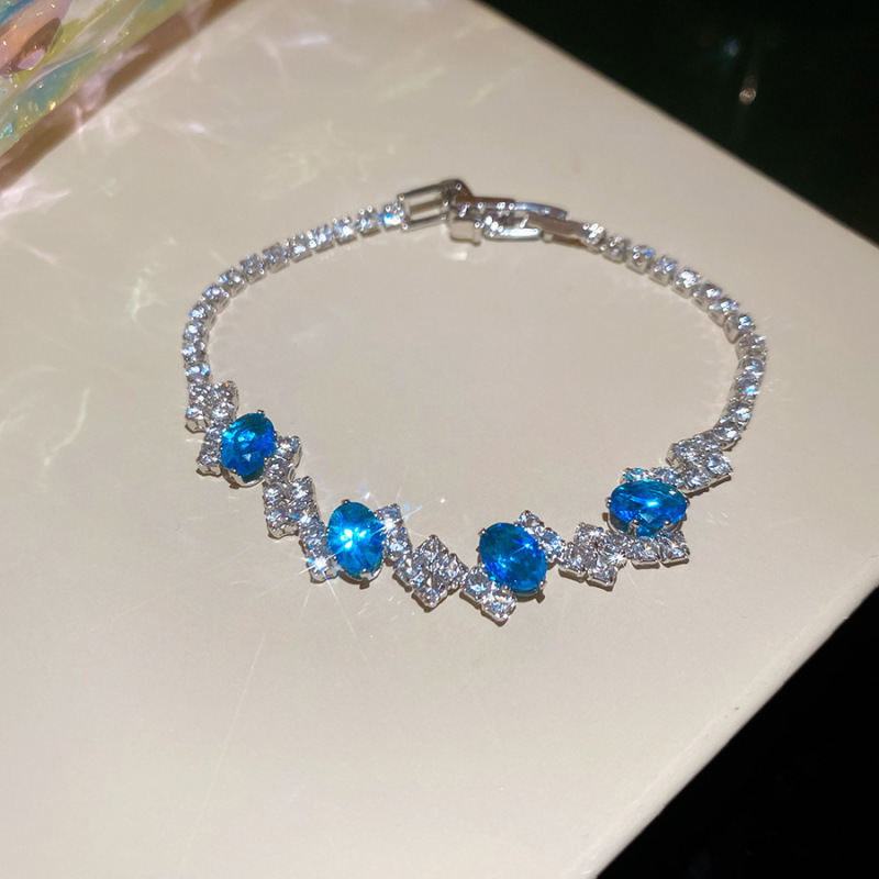 Korean Ins Style Rhombus Zircon Bracelet  Dainty Ethereal Bangle Luxury Elegant Premium Wrist Jewelry