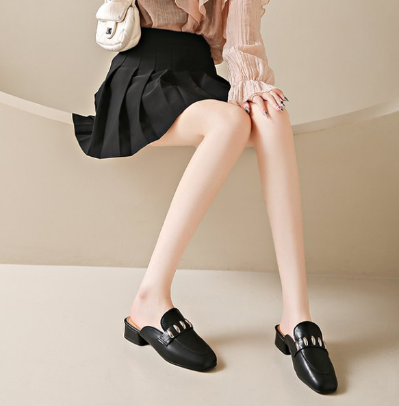 New Summer Black Fashion Fairy Style Comfortable One Strap Mule Slippers For Women Wear Outdoor Ladies Shoes
