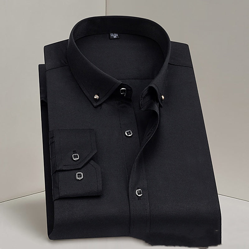 Business Formal Wear Men's Shirt Professional Wedding Best Man Non-ironing Pure White