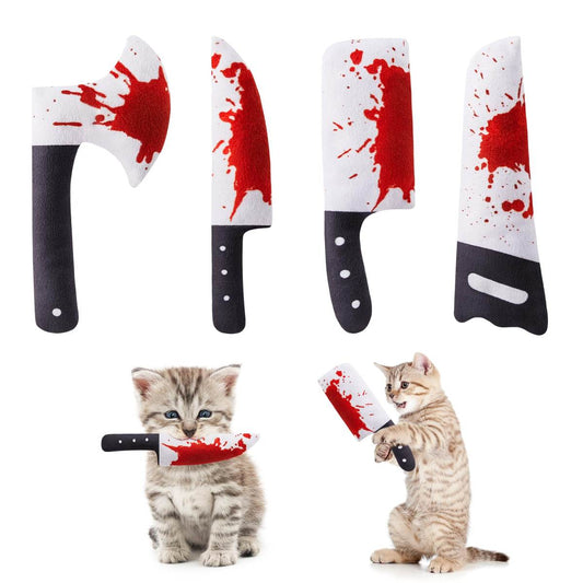 4Pcs Cat Toys, Horror Halloween Knife-Shaped Kitten Catnip Toys, Indoor Exercise For All Cat Breeds  Toys, Indoor Exercise For All Cat Breeds
