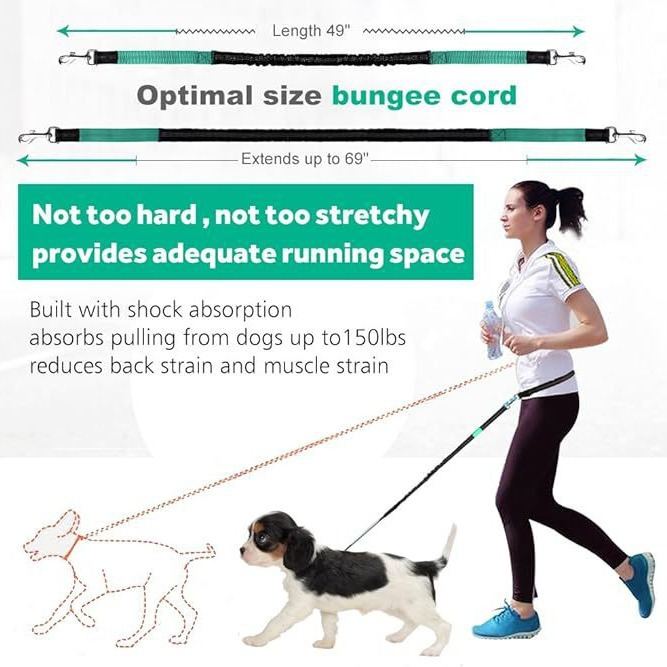 Reflective Pet Running Leash Waist Pack Set