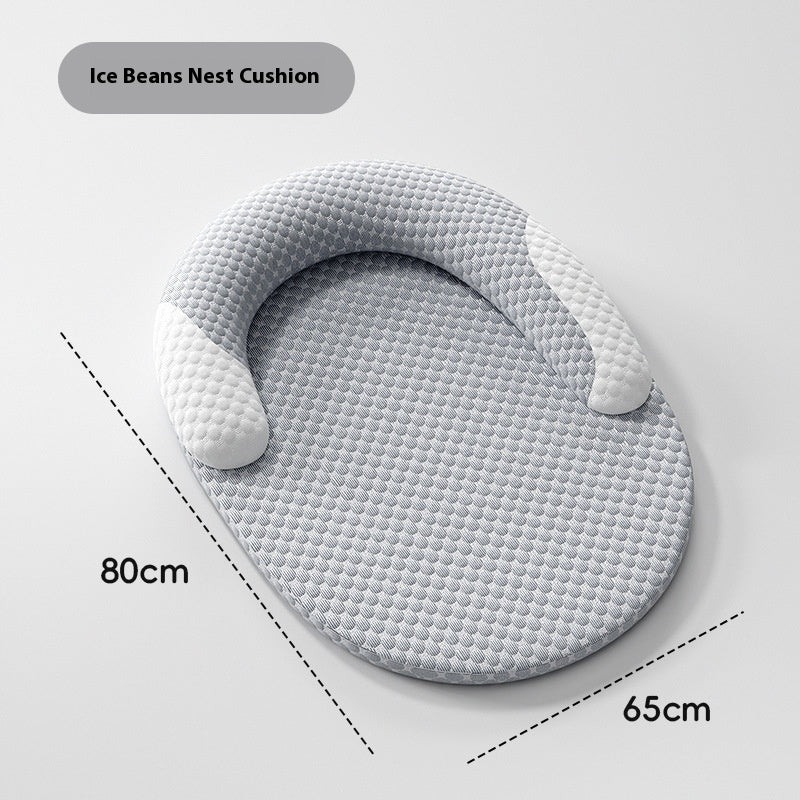 Oval Ice Silk Cooling Pet Bed For Cats And Small Dogs