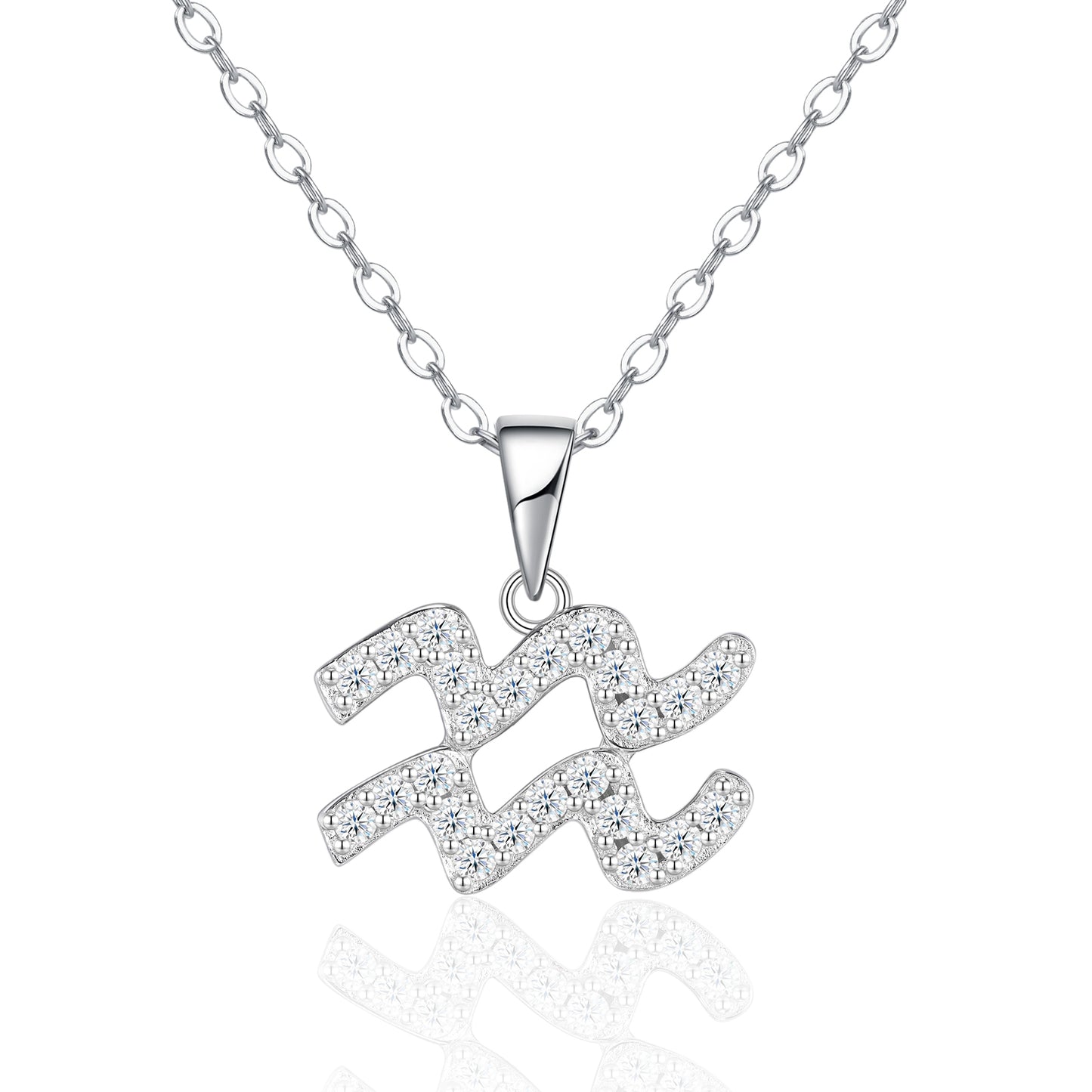 S925 Sterling Silver Aquarius Necklace For Women  D Color VVS1 Moissanite Zodiac Pendant, 3.8g Platinum Plated Astrology Jewelry With GRA Certificate, Perfect Birthday & Anniversary Gift Box Set For