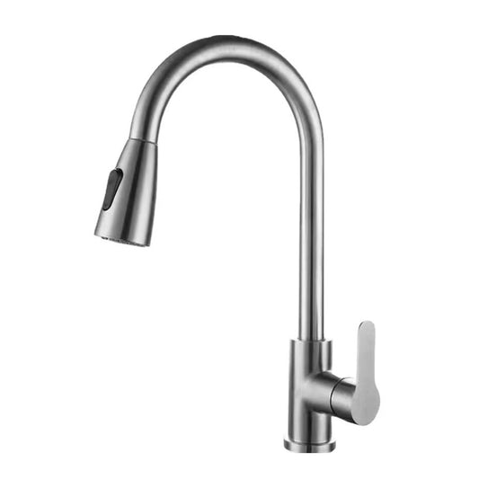 Silvery--Kitchen Tap, 2 Modes 360 Swivel Spout Kitchen Sink Mixer Tap, Single Handle Stainless Steel Tap, For Single Hole Sink And Kitchen, Black And Silvery, Christmas Gifts