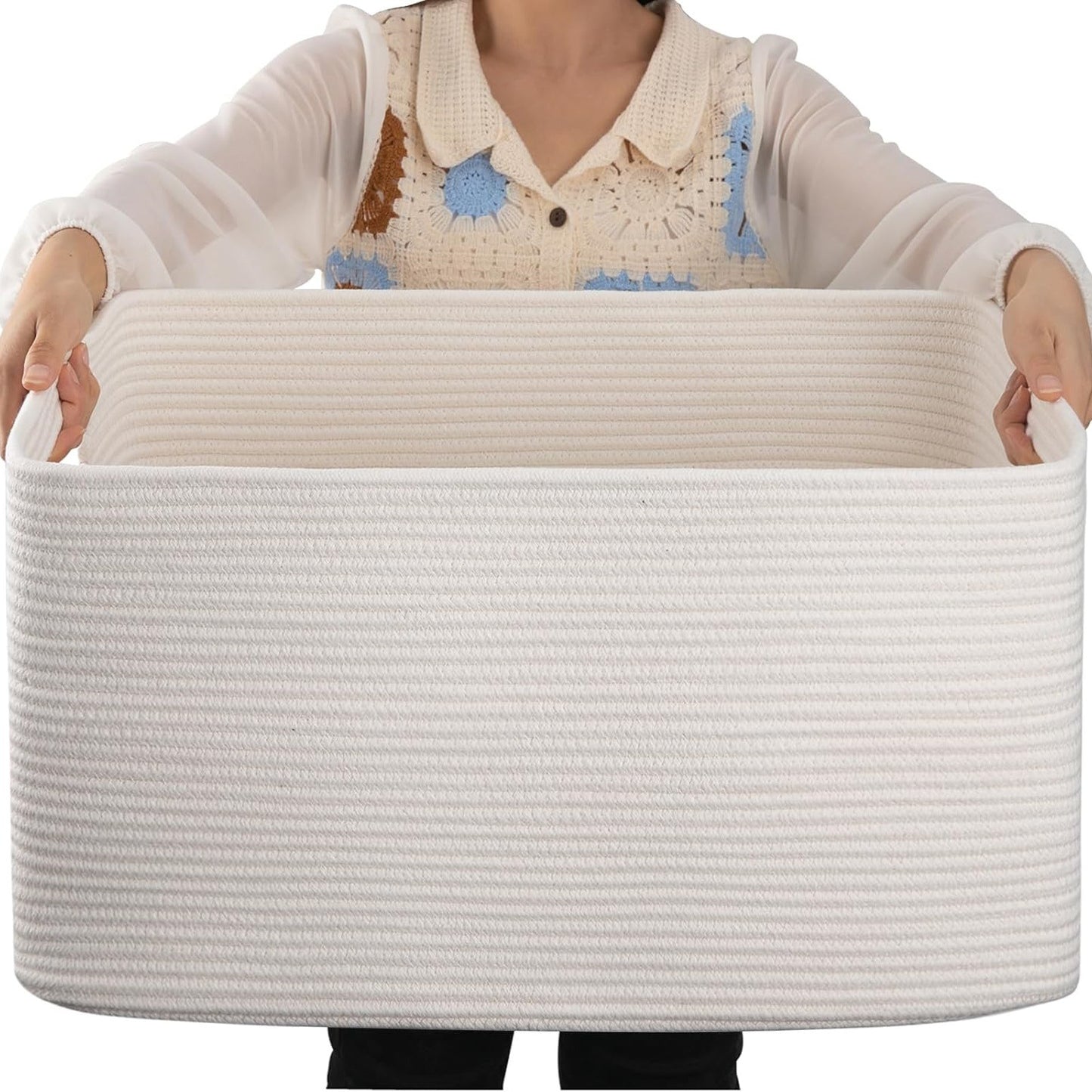 Cotton Rope Woven Home Laundry Basket Living Room Storage
