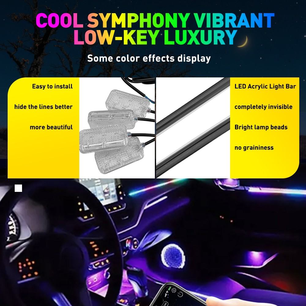 10in1 Full LED Bead Symphony Dream Car Interior Ambient Lighting Wireless Kit UK