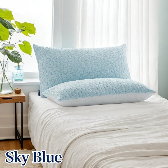 Memory Foam Fabric With A Stone Patterned Cooling Texture Blue Crumb Sponge Pillow