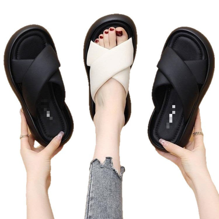 Soft-soled Slide Sandals For Outdoor Wear In Summer
