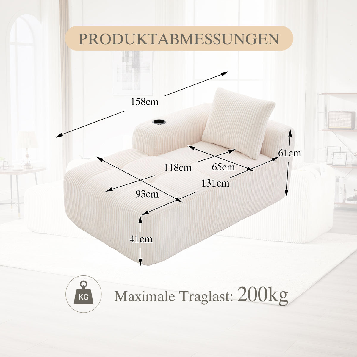 Cozy Corduroy Recliner, Sofa - Without Assembly, Soft Sofa With Back Cushions, Side Storage Pocket For Remote Control And Mobile Phone, Integrated Cup Holder - Neat And Aesthetic.