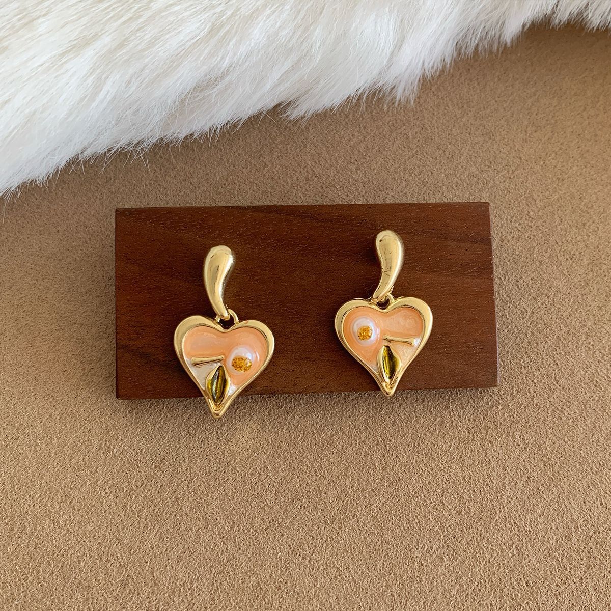 French Vintage Monet Garden Earrings Series Autumn Winter New Silver Needle Enamel Pearl Jewelry