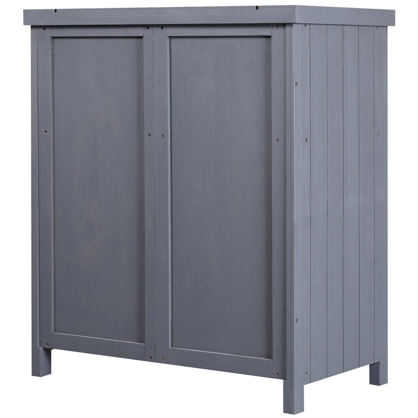Outdoor Storage Cabinet, Outdoor Tool Shed with Galvanized Top and Two Shelves for Yard Tools or Pool Accessories, Gray