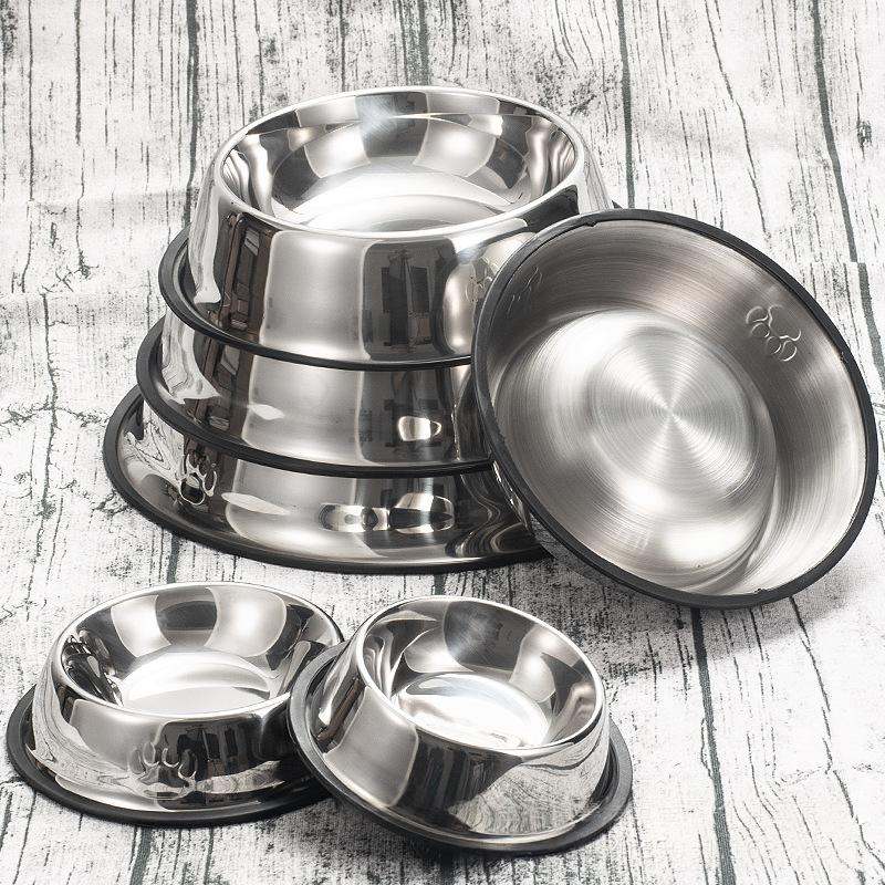 Tip-proof Non-slip Pet Supplies Stainless Steel Dog Bowl And Cat Bowl