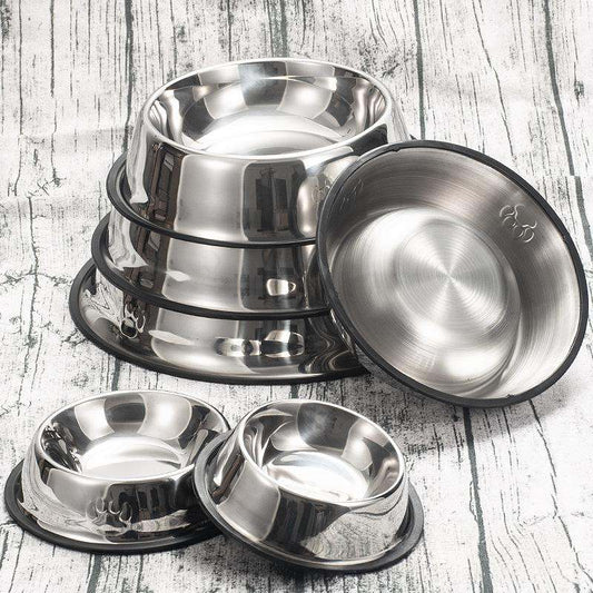 Tip-proof Non-slip Pet Supplies Stainless Steel Dog Bowl And Cat Bowl