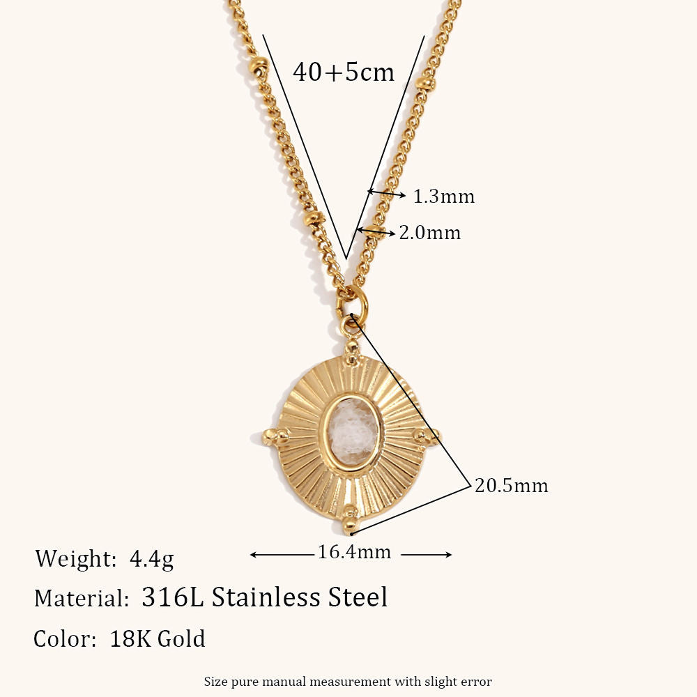 Best-selling Fashionable Stainless Steel Oval Flower Pendant Necklace For Women