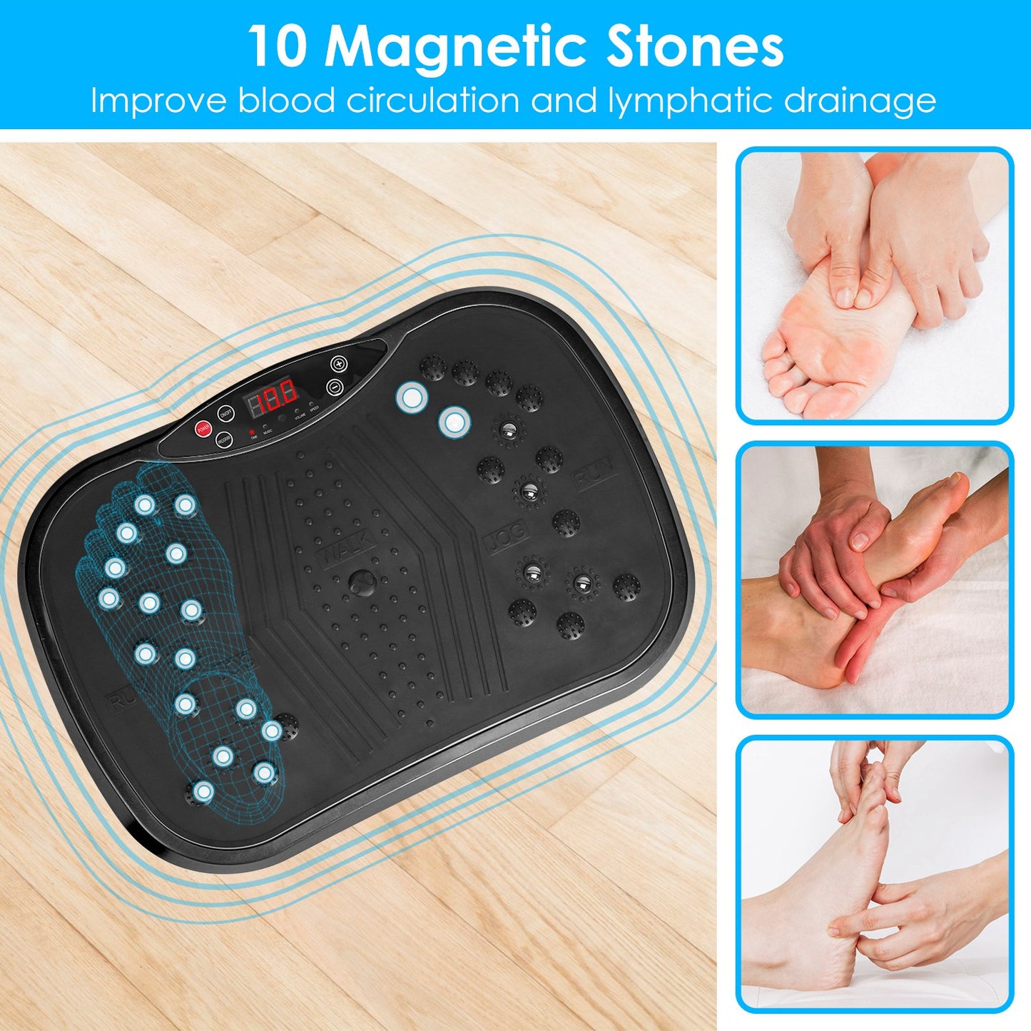 1Pc Vibration Exercise Machine Vibrating Plate Platform Whole Body Fitness Vibration Workout Equipment With 120 Speeds 1-20Mins Timer Resistant Bands Remote Control 330LBS Max Load