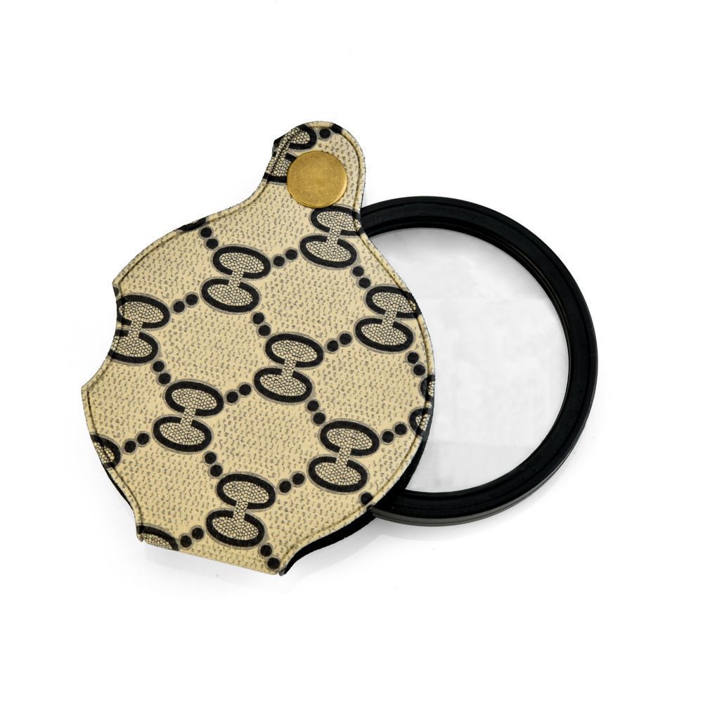 Portable 70mm Textured Leather Case Folding Magnifier High-Definition Promotional Gift