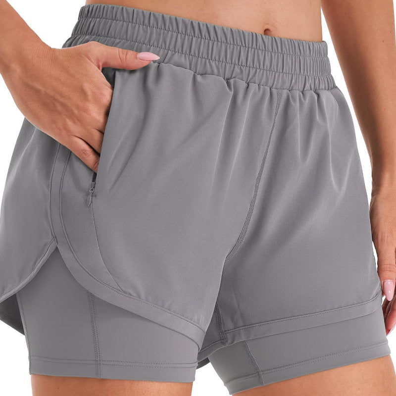 Womens Quick-Drying Breathable Yoga Pants With A False Two-Piece Design For Cross-Border Shopping