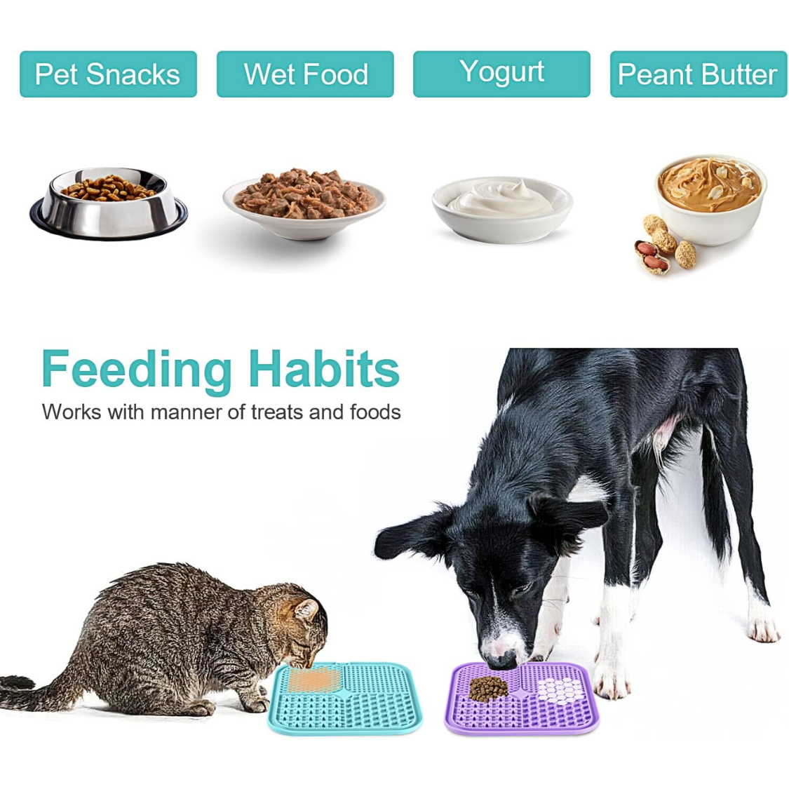 Lick Mat For Dogs  Cats 2 Pack, Slow Feeder Licking Pad With Suction Cups For For Anxiety Relief And Boredom Reducer, Perfect For Bathing Grooming
