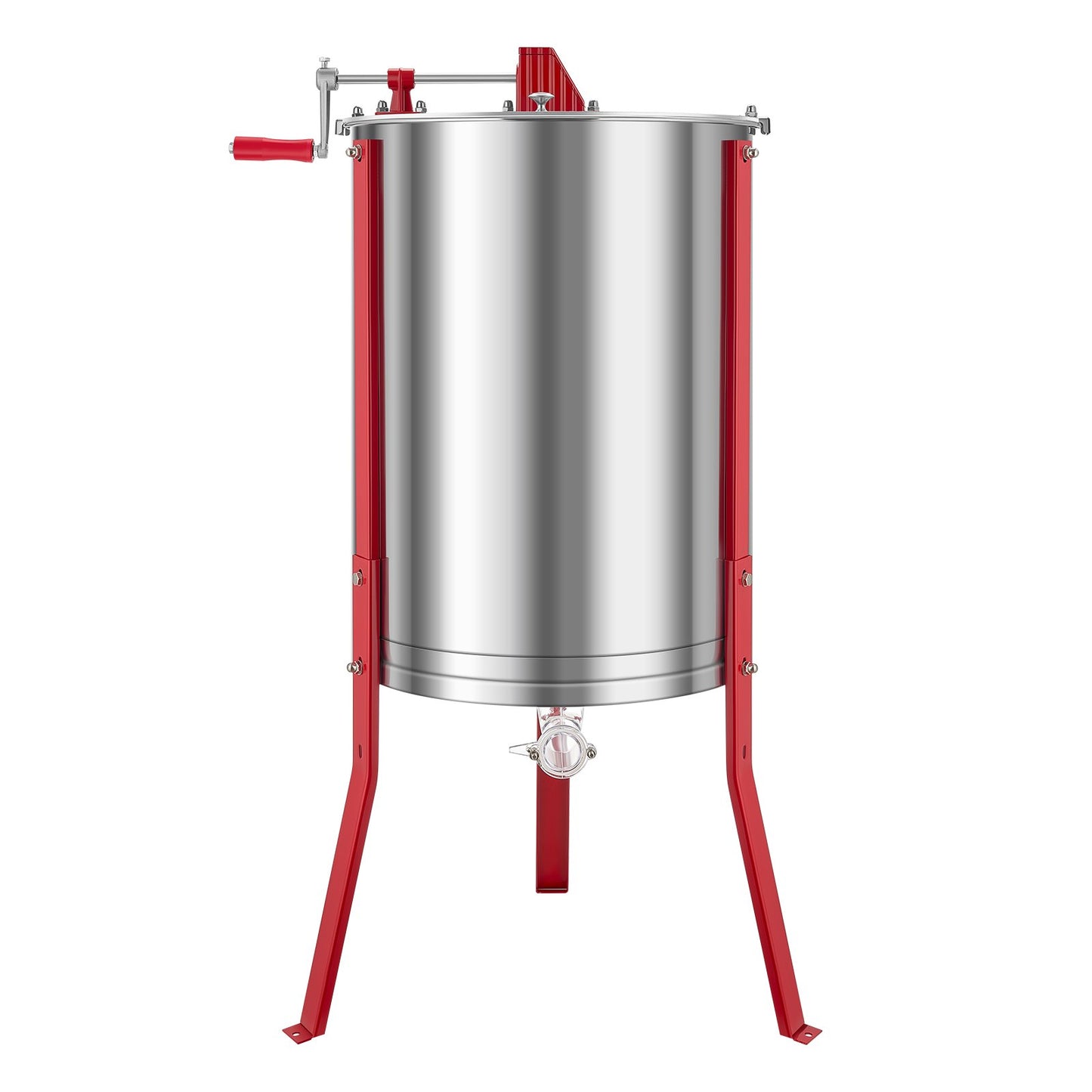 Honey Extractor, 6 Frame Manual Honey Spinner With Transparent Lid, Stainless Steel Honeycomb Drum Spinner With Height Adjustable Stand, Honeycomb Extraction Centrifuge Equipment For Beekeeping