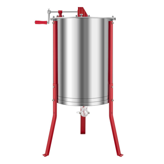 Honey Extractor, 6 Frame Manual Honey Spinner With Transparent Lid, Stainless Steel Honeycomb Drum Spinner With Height Adjustable Stand, Honeycomb Extraction Centrifuge Equipment For Beekeeping