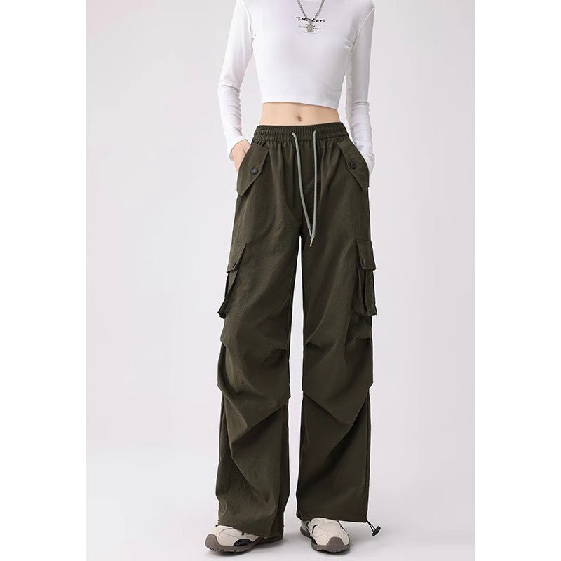 Korean Style Niche Drapey Cargo Pants For Women