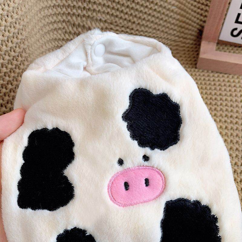 Pet Dog Clothes Autumn Outfit Cute Cow-print Vest Cotton-padded Coat