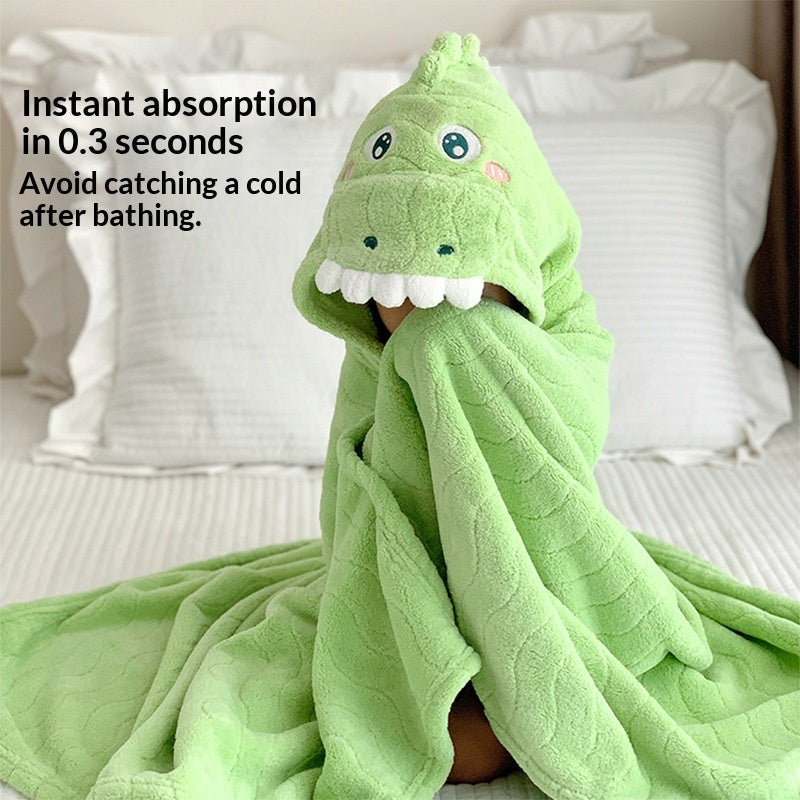 Children's Coral Fleece Bath Towel Cape For Babies