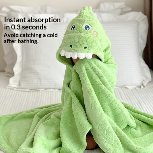 Children's Coral Fleece Bath Towel Cape For Babies