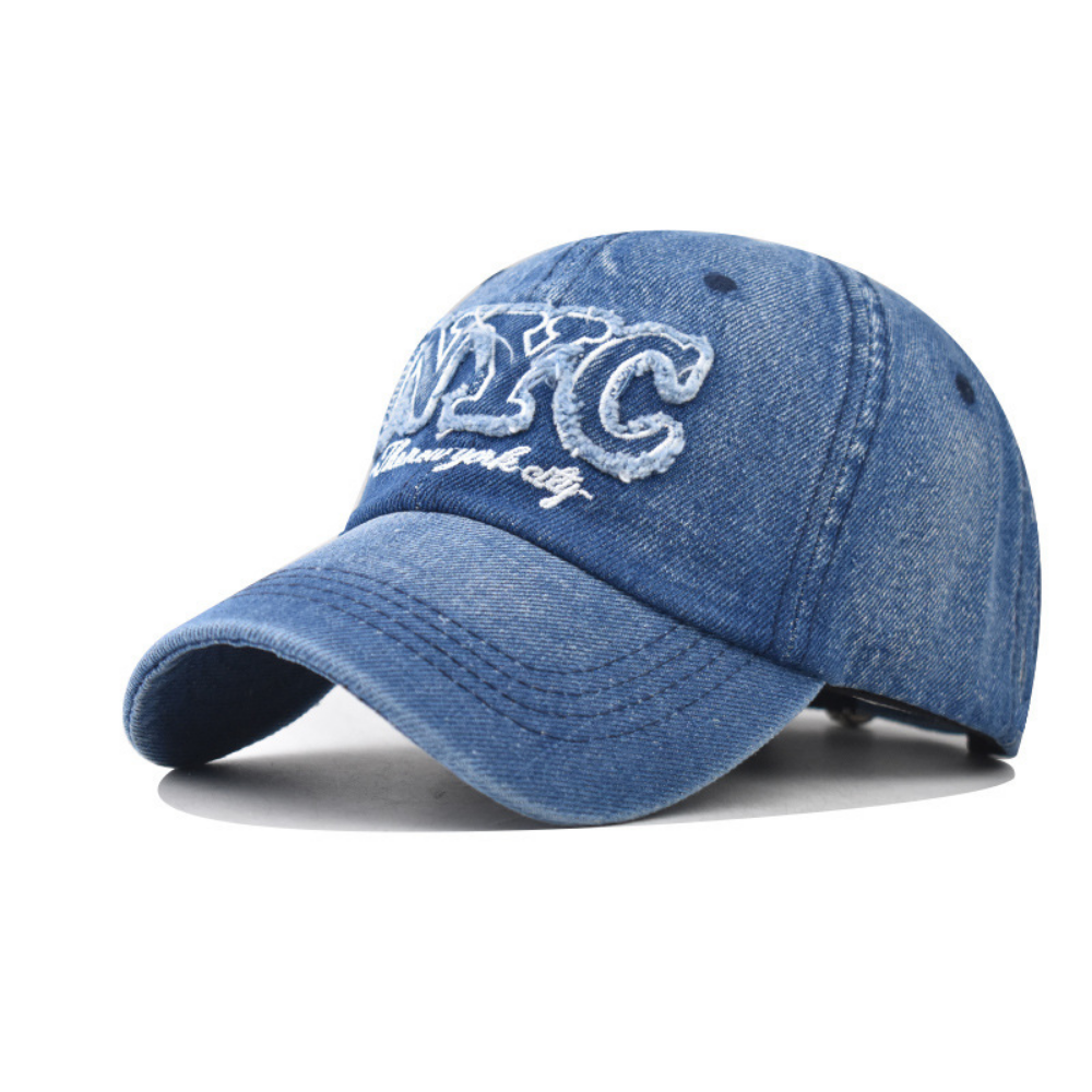 Men And Women Can Both Wear This Distressed NYC Patchwork Letter Embroidery Fashion Retro Style Baseball Cap For Outdoor Outings. It Is Versatile And Suitable For Various Occasions.