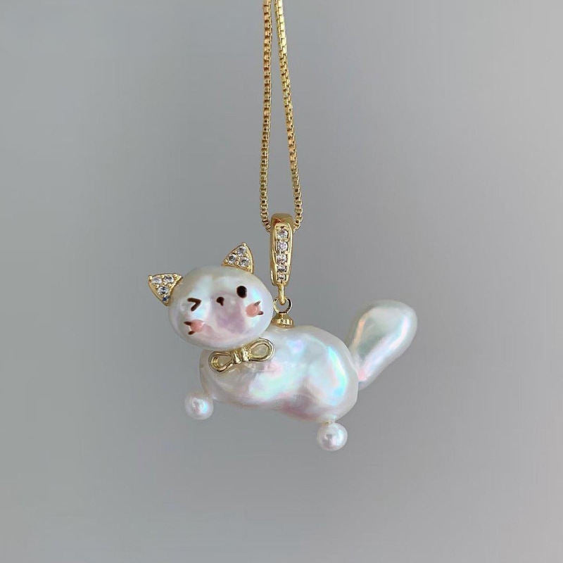 Pet Pearl Cat Pendant Necklace