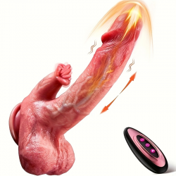 Realistic Thrusting Dildo Licking Vibrator - 5 In 1 Sex Toys Dildos With 9 Vibrating 9 Thrusting Heating & Tongue Licking Modes For G Spot Anal Stimulation, Silicone Anal Dildo For Women And Couple