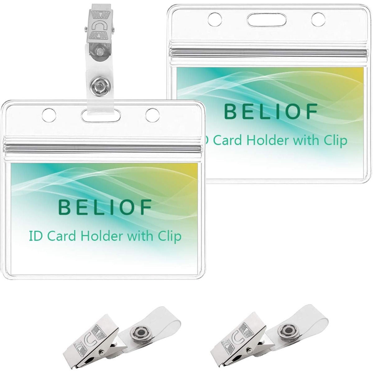 100-Piece Metal Label Clip And Card Holder Set, 100 X 86 Mm Standard Size For ID Cards, Employee Badges, And Access Cards – Ideal For The Office, Conferences, Events, And Training Sessions