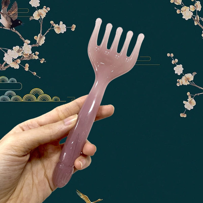 Resin Five-prong Massage Comb, Head Massager For Meridians And Acupoints